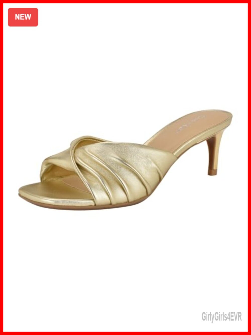 Calvin Klein Imeena Leather Slingback Kitten Heel Sandals 2.24"